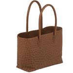 Zelli Talia Genuine Ostrich Small Tote Brown