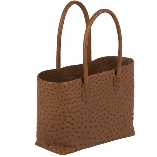 Zelli Talia Genuine Ostrich Small Tote Brown