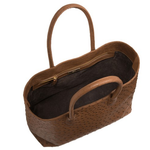 Zelli Talia Genuine Ostrich Small Tote Brown