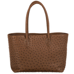 Zelli Talia Genuine Ostrich Small Tote Brown