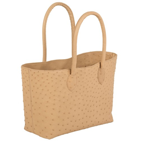 Zelli Talia Genuine Ostrich Small Tote Wheat
