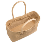Zelli Talia Genuine Ostrich Small Tote Wheat