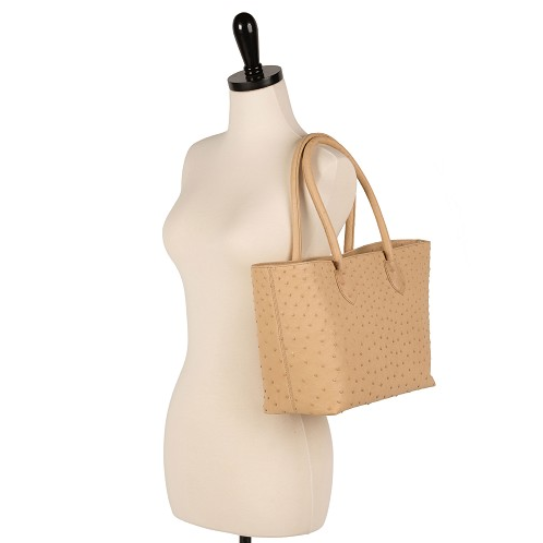 Zelli Talia Genuine Ostrich Small Tote Wheat