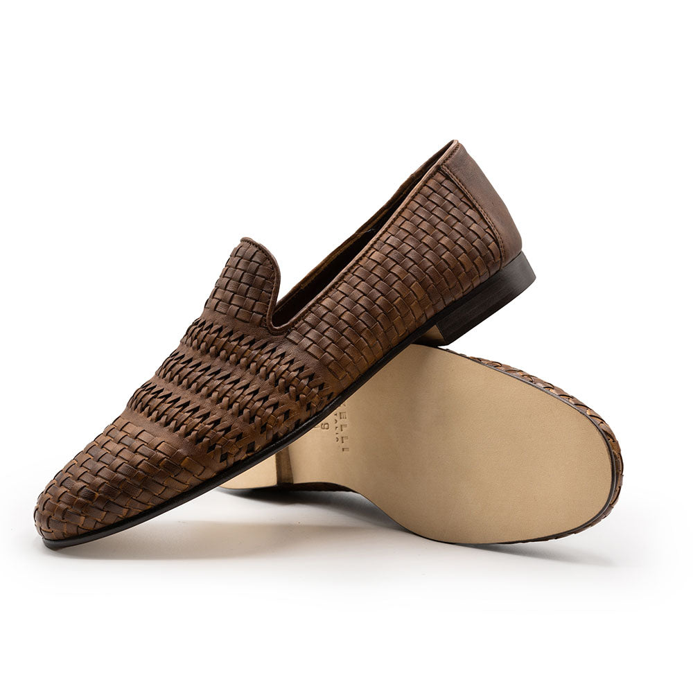 Zelli Tess Calfskin Woven Loafers Brown (15-620-BRN)