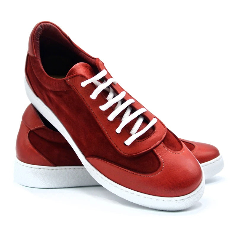 Zelli Tonio Deerskin & Suede Sneakers Red (66-202-RED)