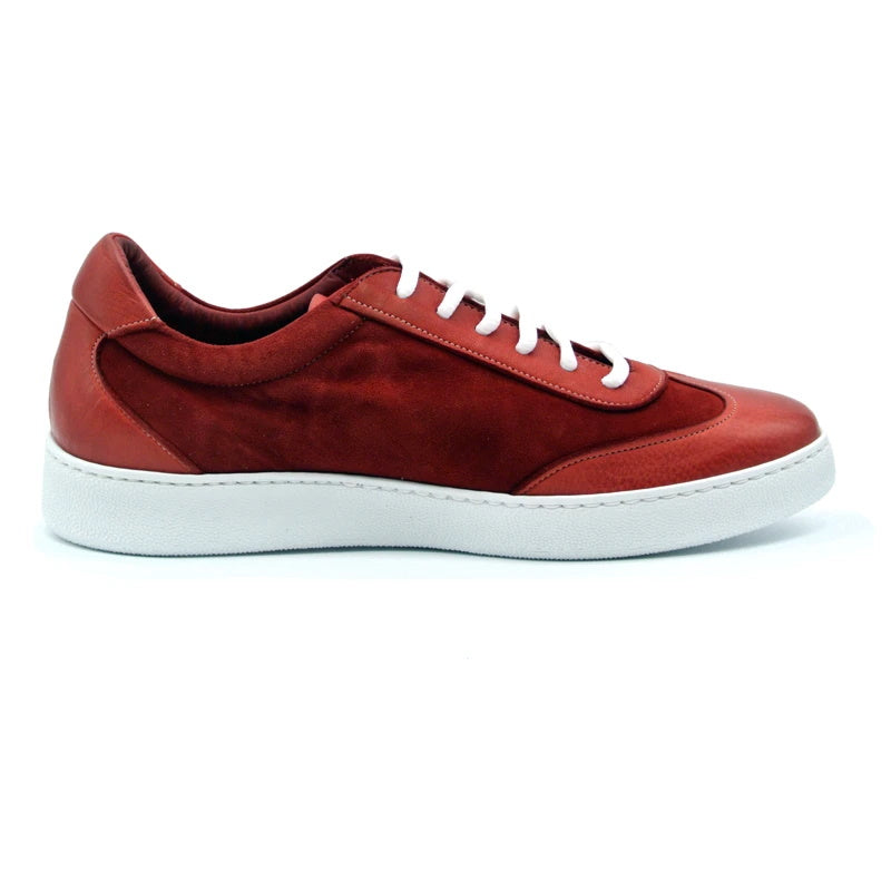 Zelli Tonio Deerskin & Suede Sneakers Red (66-202-RED)
