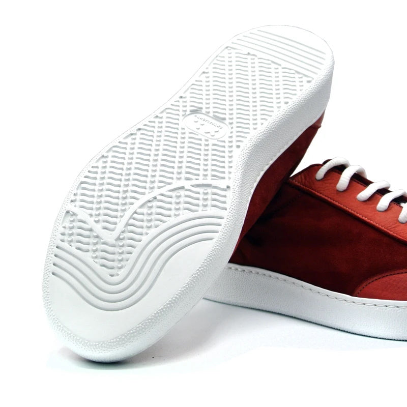 Zelli Tonio Deerskin & Suede Sneakers Red (66-202-RED)