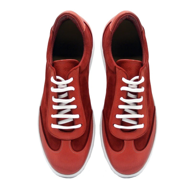 Zelli Tonio Deerskin & Suede Sneakers Red (66-202-RED)