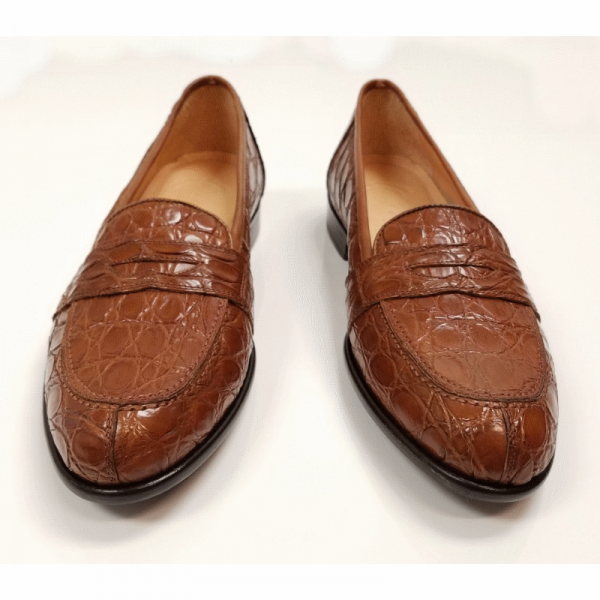 Zelli "Tuscan" Crocodile Penny Slip-On Cognac