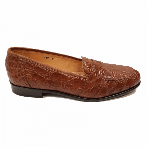 Zelli "Tuscan" Crocodile Penny Slip-On Cognac
