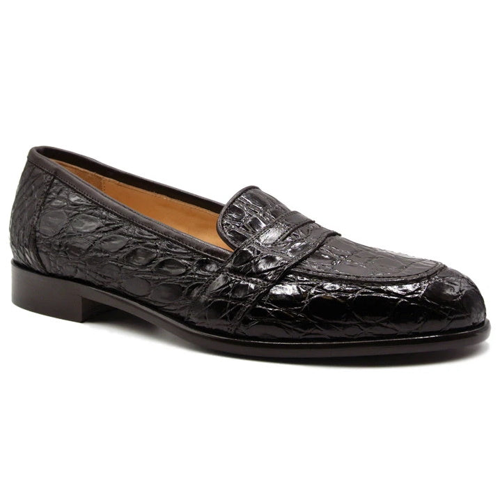 Zelli Tuscany Crocodile Penny Slip On Brown