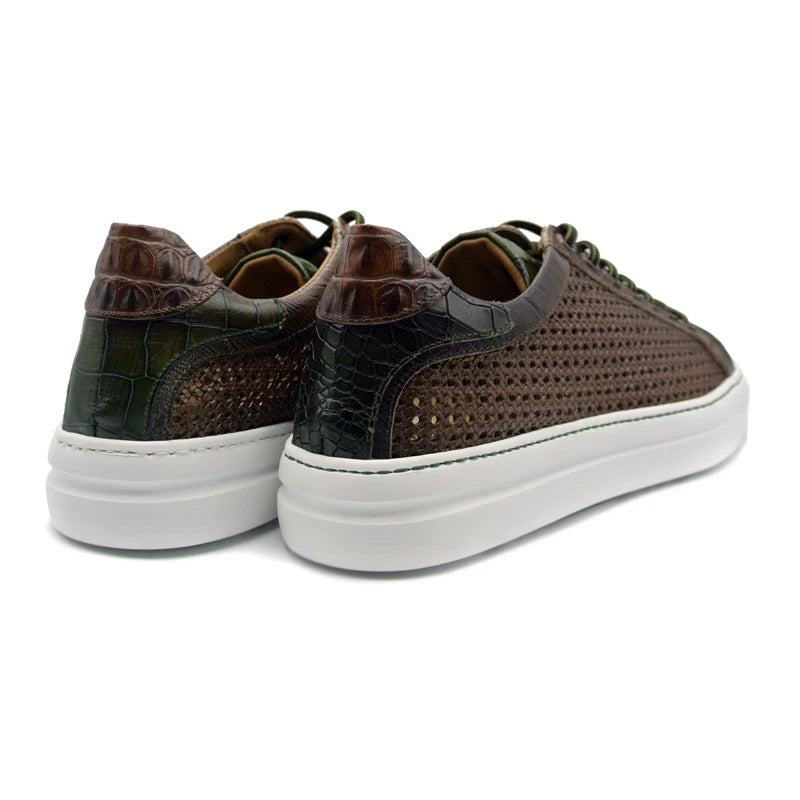 Zelli Vento Woven Sneakers Cognac / Green (65-205-CGN)