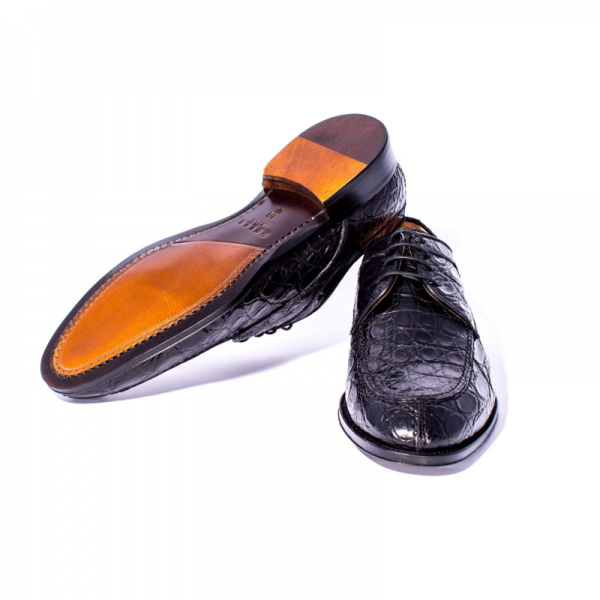 Zelli Verona Caiman Crocodile Dress Shoes Black