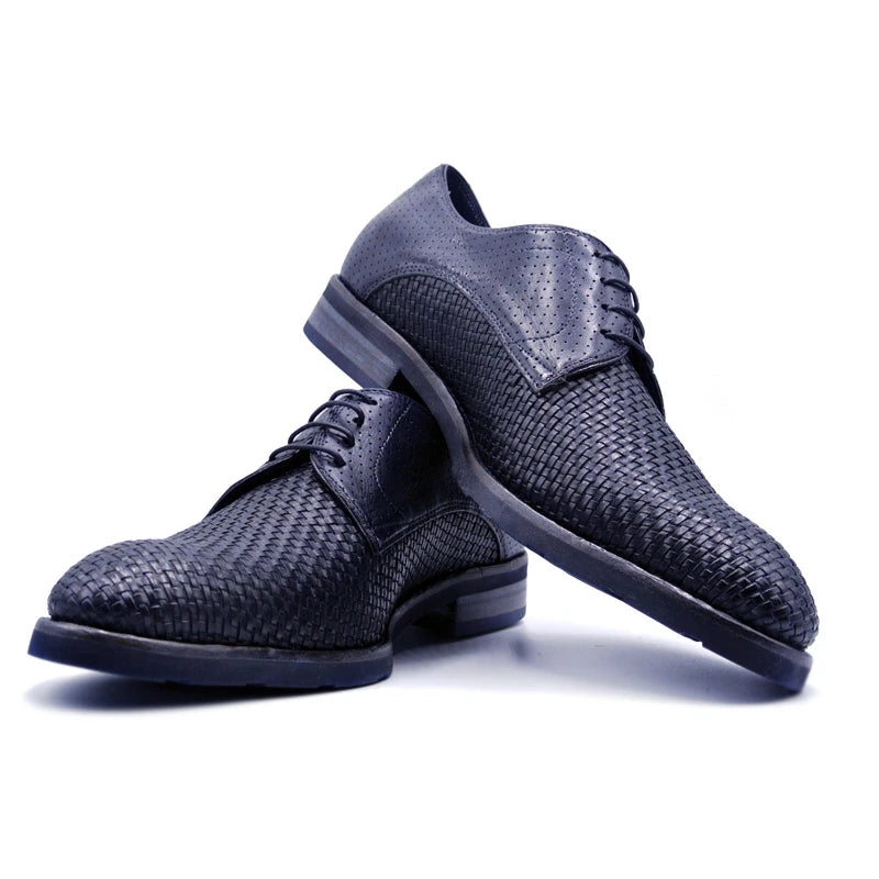 Zelli Woven Calfskin Derby Black