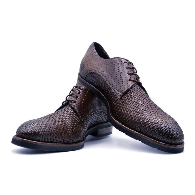 Zelli Woven Calfskin Derby Brown