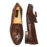 Zelli Costanzo Genuine Crocodile Tassel Loafers
