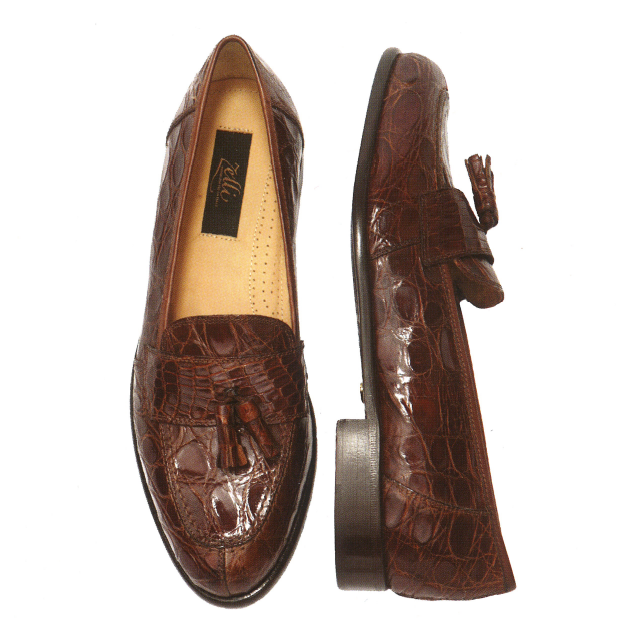 Zelli Costanzo Genuine Crocodile Tassel Loafers