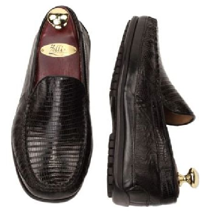 Zelli Lizard Driving Loafers Black