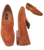 Zelli Venetian Plain Toe Suede Slip On Rust