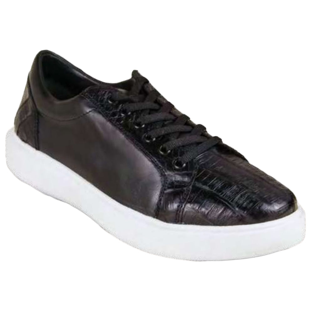 Los Altos ZSM01 Caiman Belly & Leather Sneakers Black