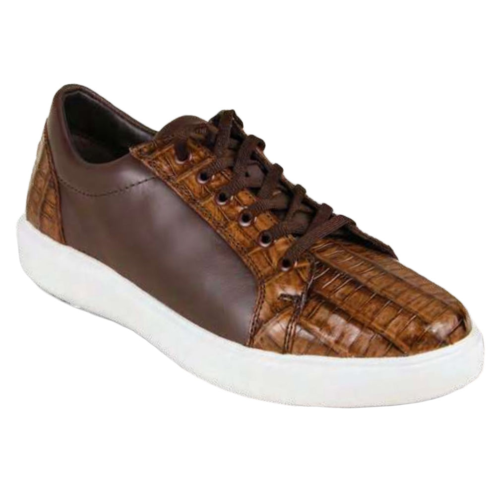 Los Altos ZSM01 Caiman Belly & Leather Sneakers Brown