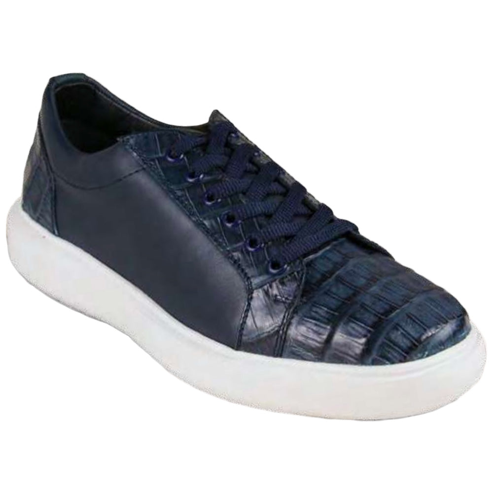 Los Altos ZSM01 Caiman Belly & Leather Sneakers Navy