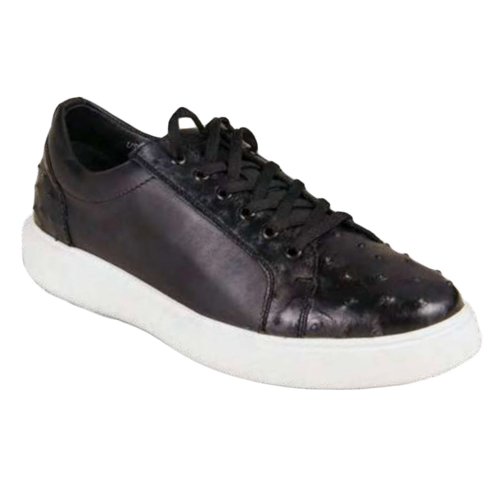 Los Altos Ostrich & Leather Sneakers Black