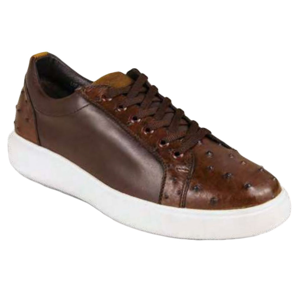 Los Altos Ostrich & Leather Sneakers Brown