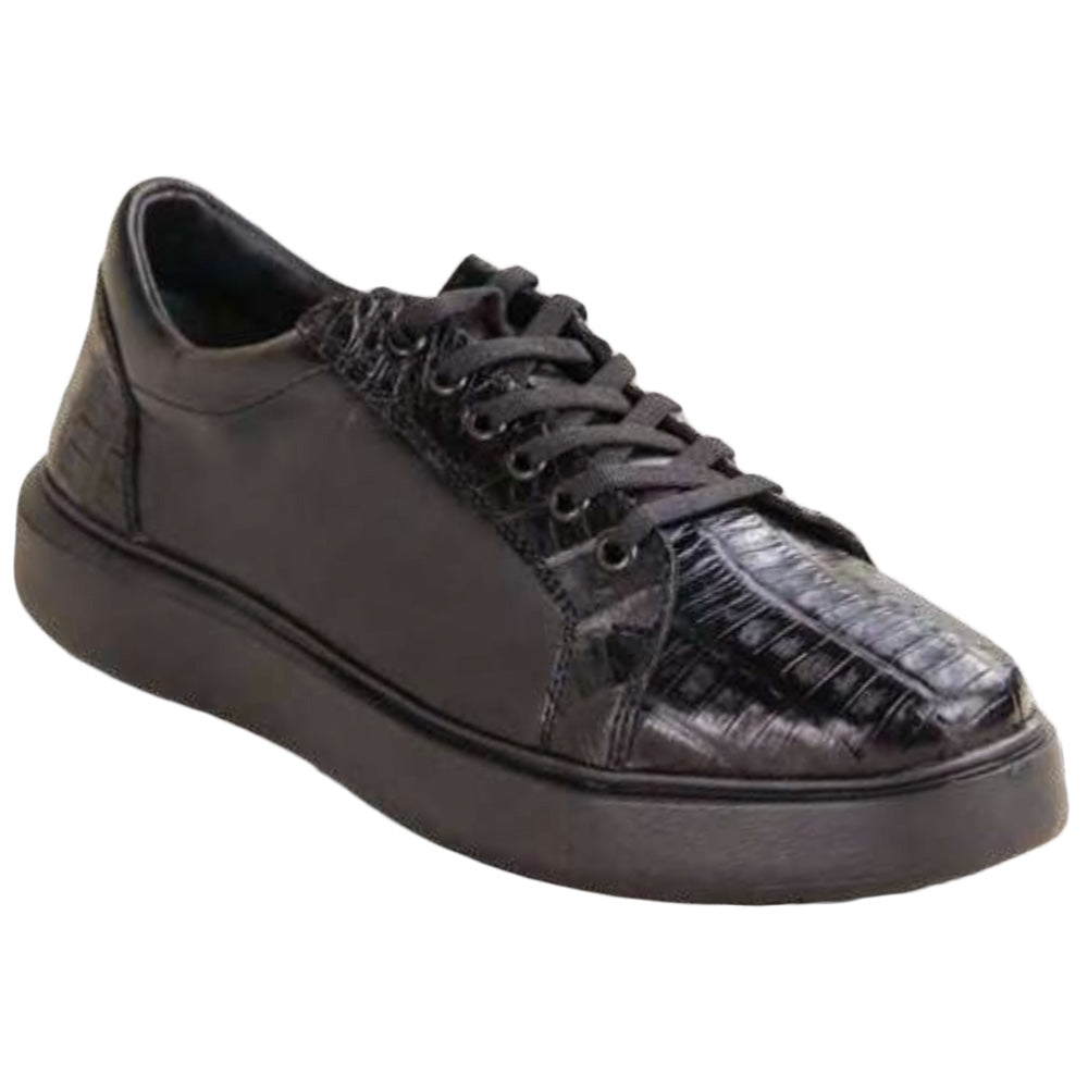 Los Altos Caiman Belly & Leather Sneakers Black