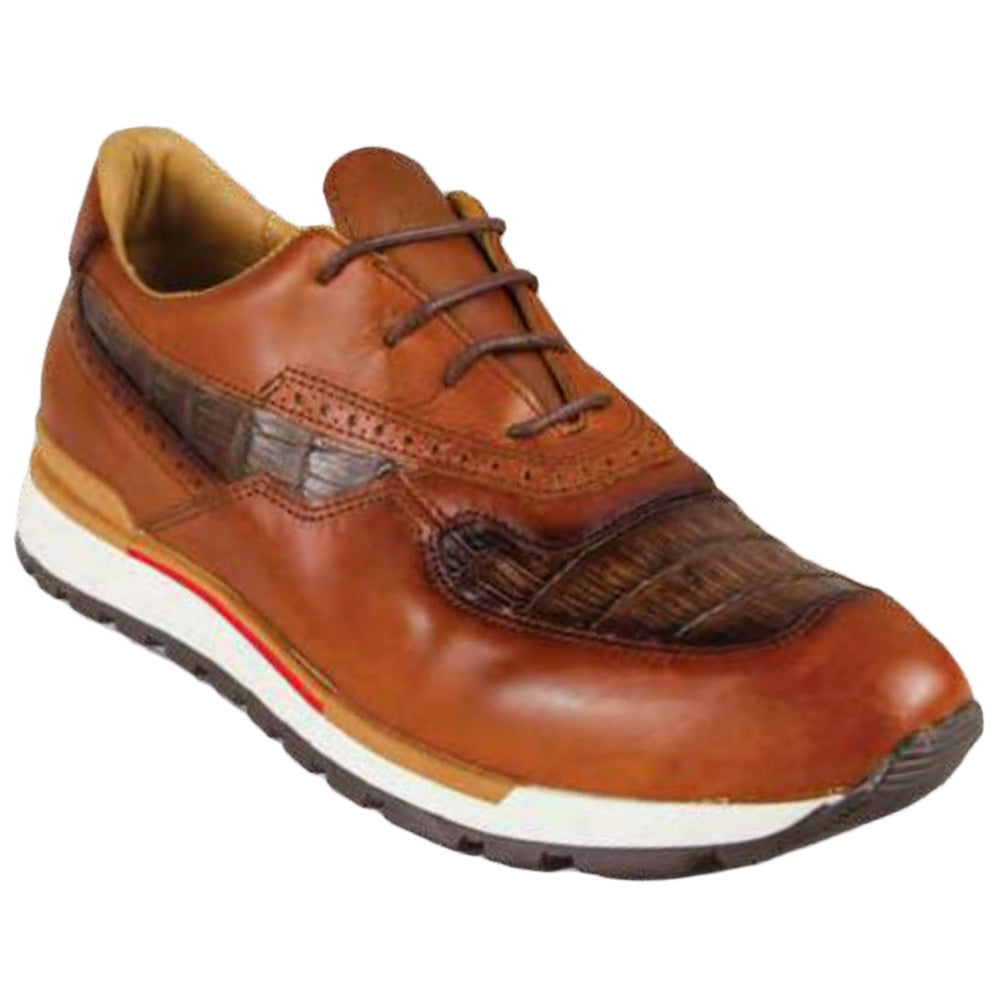 Los Altos Caiman Belly & Leather Sneaker Faded Brown