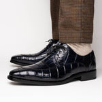 Calzoleria Toscana Zucco Baby Nile Crocodile Derby Midnight Blue