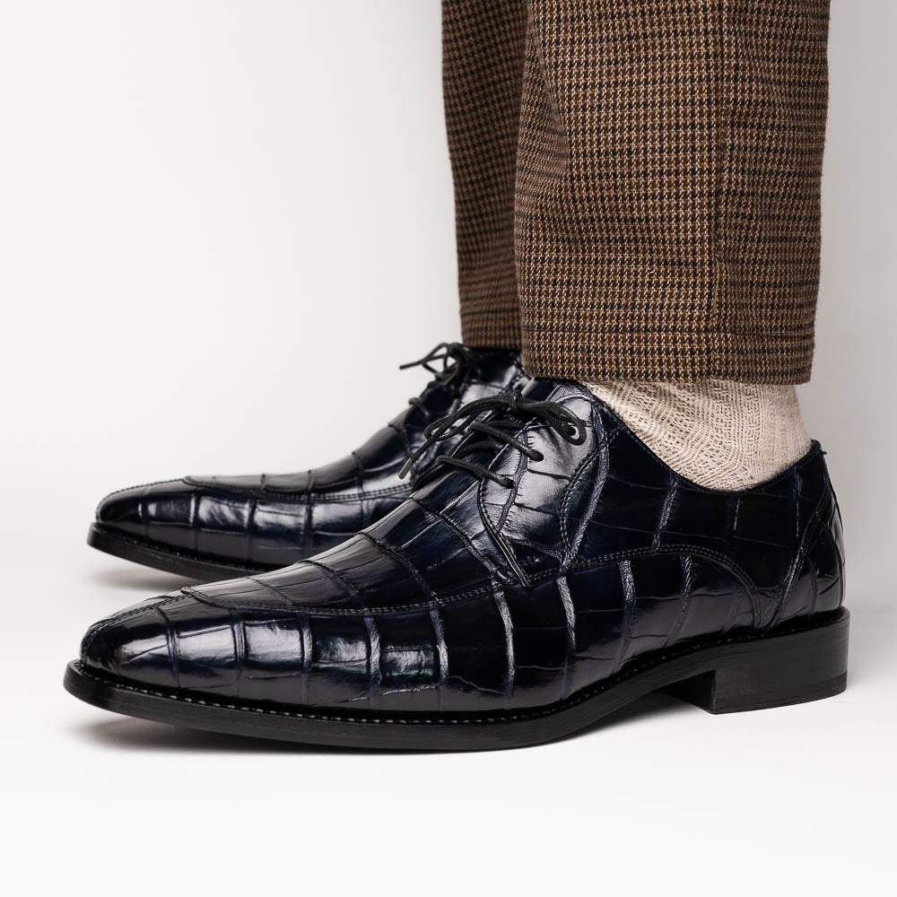 Calzoleria Toscana Zucco Baby Nile Crocodile Derby Midnight Blue
