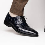 Calzoleria Toscana Zucco Baby Nile Crocodile Derby Midnight Blue