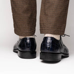 Calzoleria Toscana Zucco Baby Nile Crocodile Derby Midnight Blue