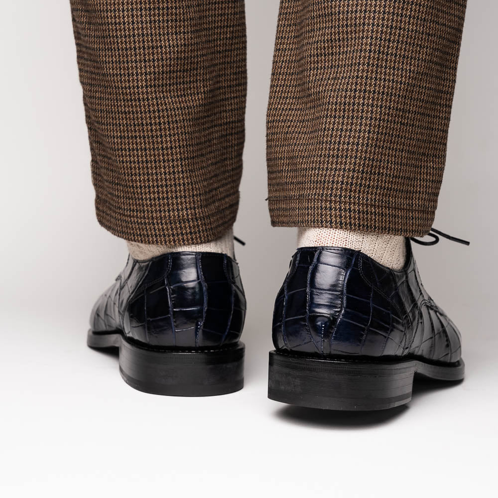 Calzoleria Toscana Zucco Baby Nile Crocodile Derby Midnight Blue