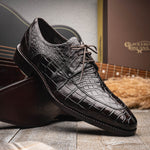 Calzoleria Toscana Zucco Baby Nile Crocodile Derby Espresso Brown