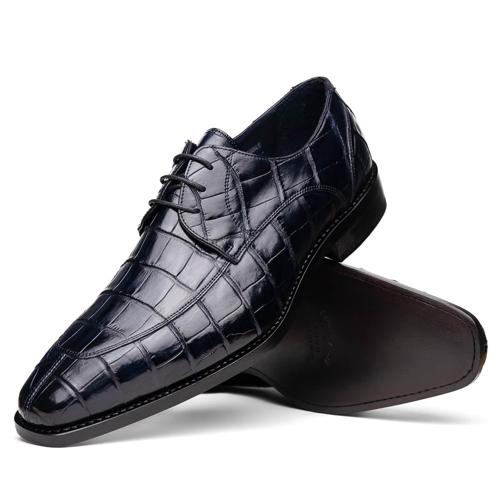 Calzoleria Toscana Zucco Baby Nile Crocodile Derby Midnight Blue
