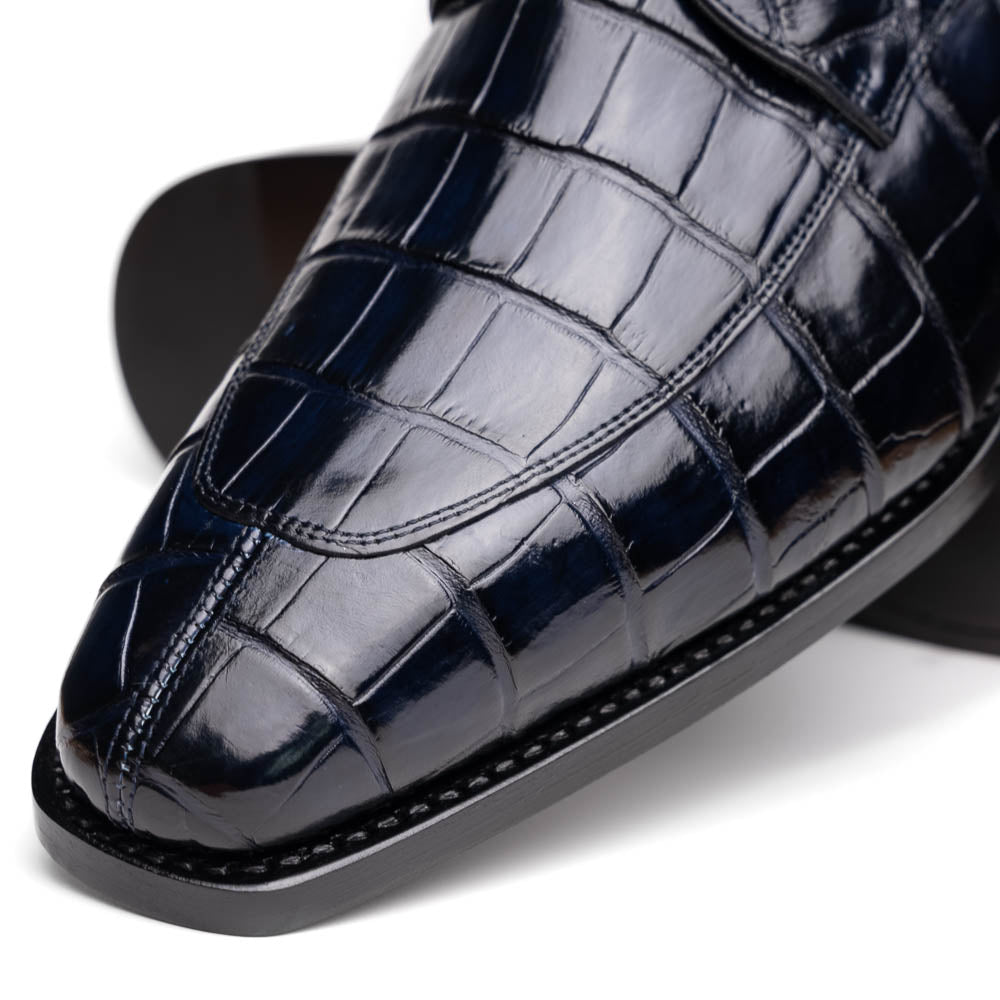 Calzoleria Toscana Zucco Baby Nile Crocodile Derby Midnight Blue