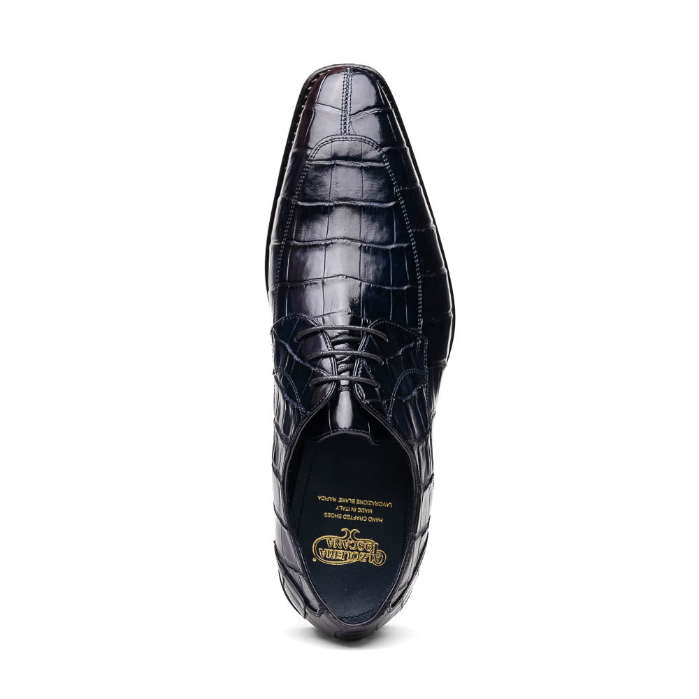 Calzoleria Toscana Zucco Baby Nile Crocodile Derby Midnight Blue