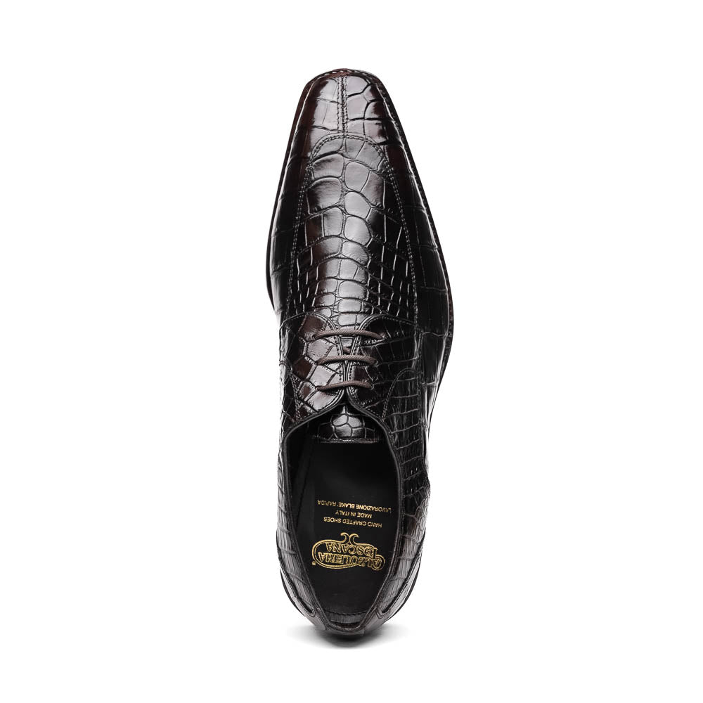 Calzoleria Toscana Zucco Baby Nile Crocodile Derby Espresso Brown