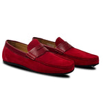Calzoleria Toscana Zula Velour / Suede Penny Driving Loafer Red