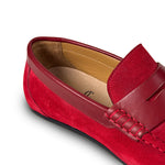 Calzoleria Toscana Zula Velour / Suede Penny Driving Loafer Red