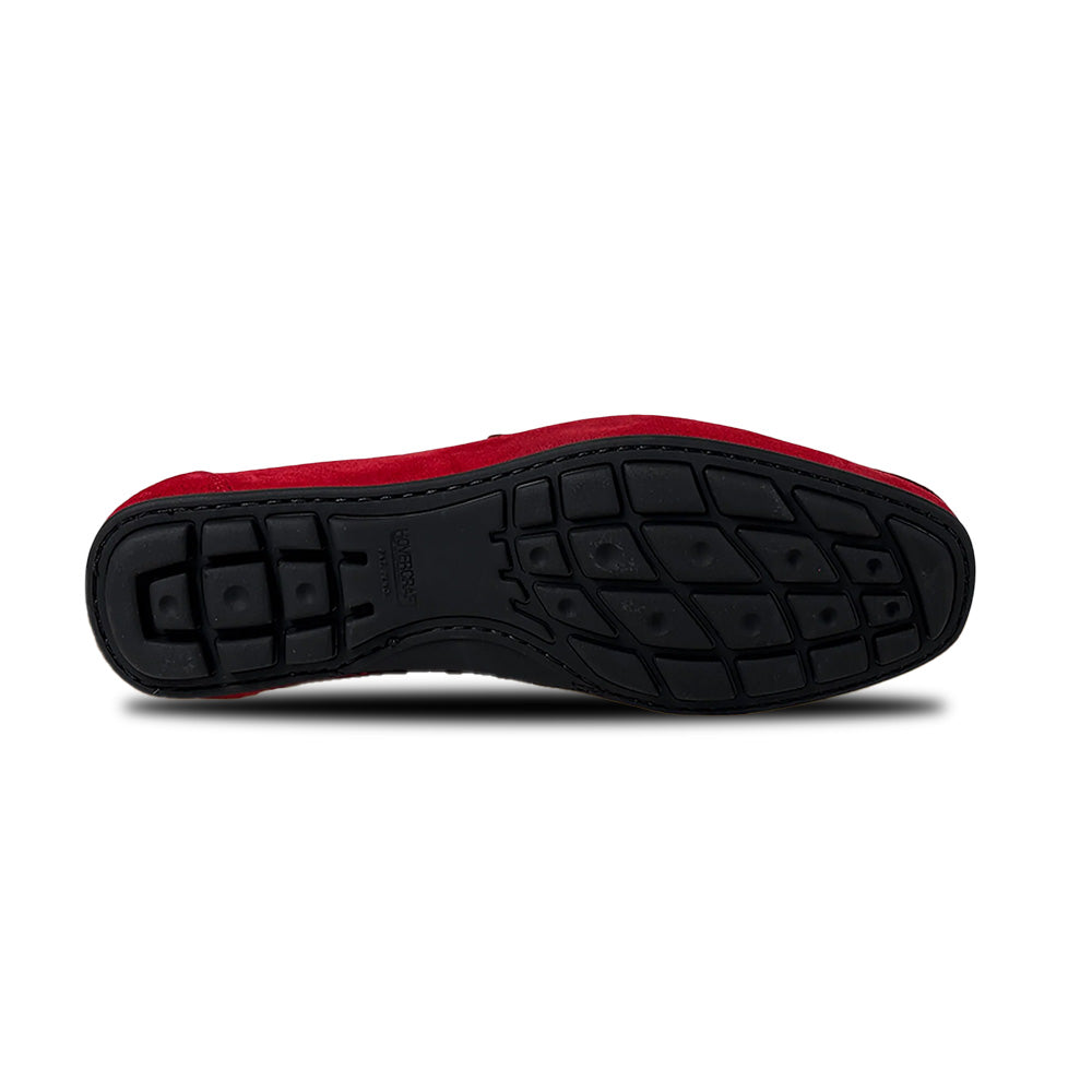 Calzoleria Toscana Zula Velour / Suede Penny Driving Loafer Red