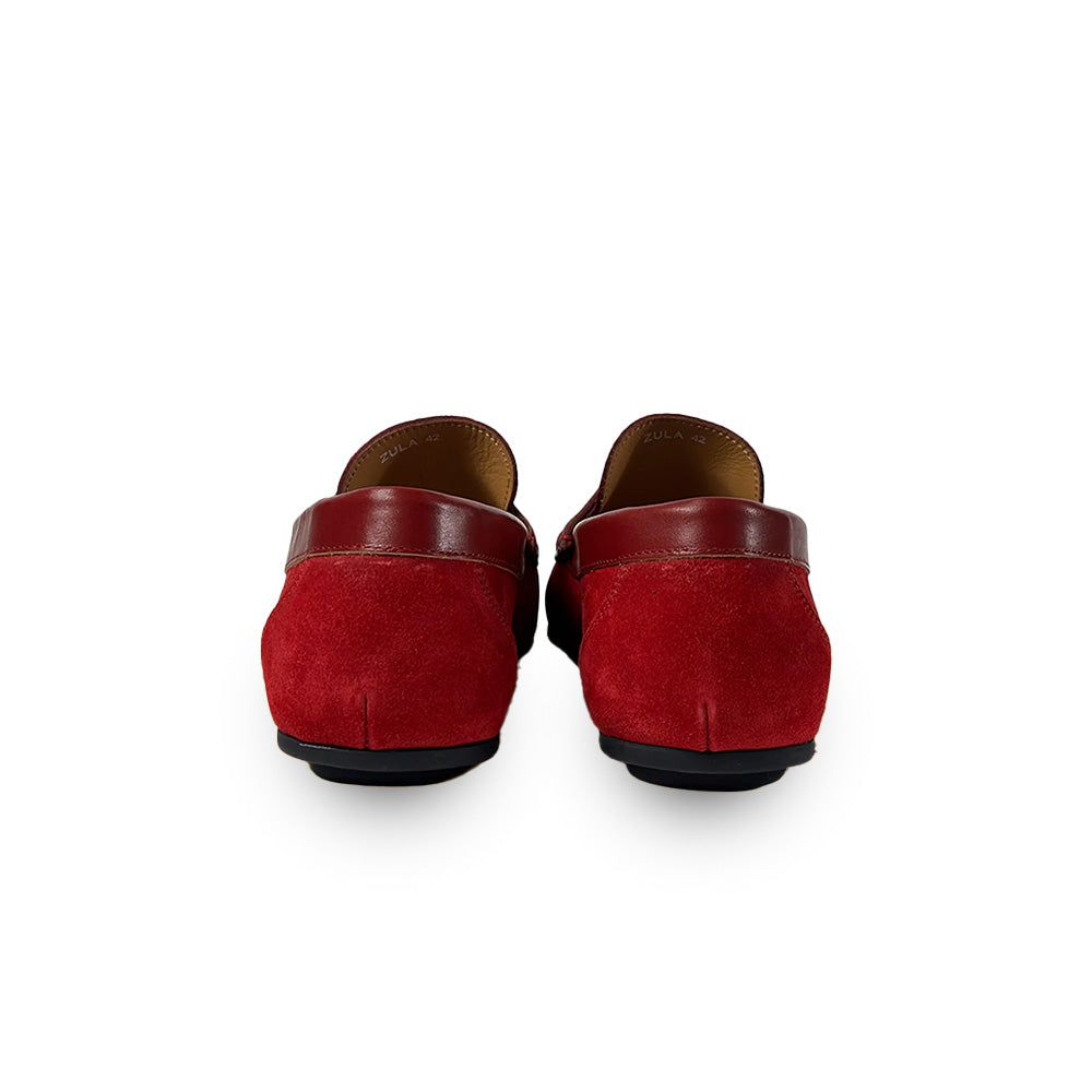 Calzoleria Toscana Zula Velour / Suede Penny Driving Loafer Red